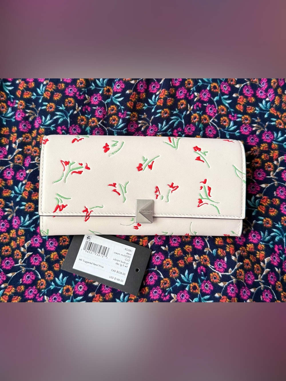 Kate Spade Deco Vibrant Buds Large Flap Wallet